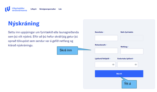 Nýskráning búa til fyrirtæki